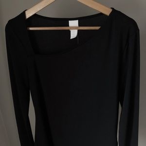 Black Asymmetrical Neckline Top